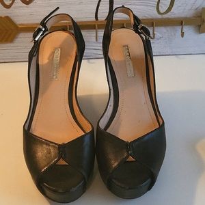 BCBG Generation Sandals Black Patent Faux / Vegan